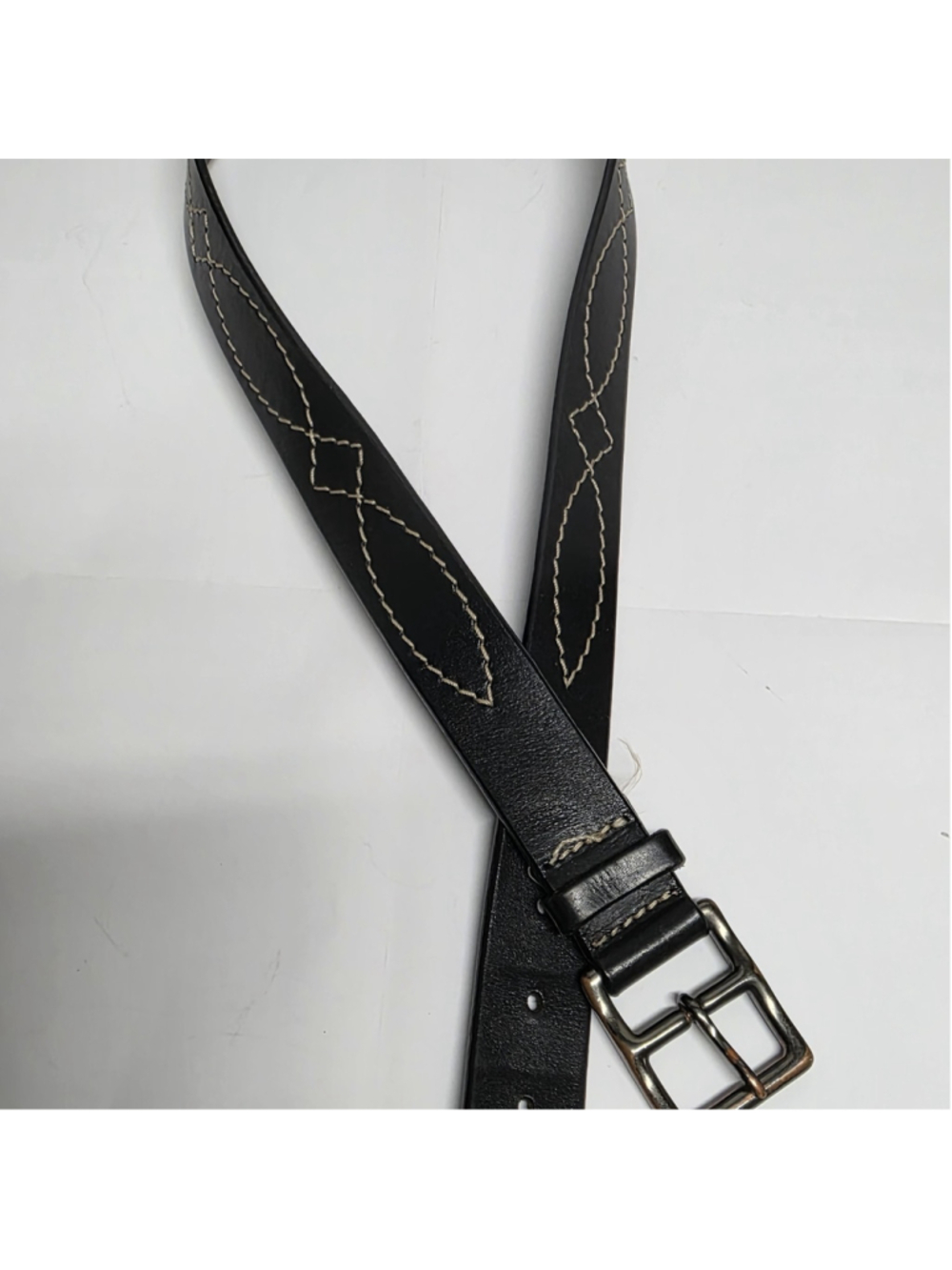 Western Leather Belt Women's Size 38 Dark Brown Solid Brass Buckle
